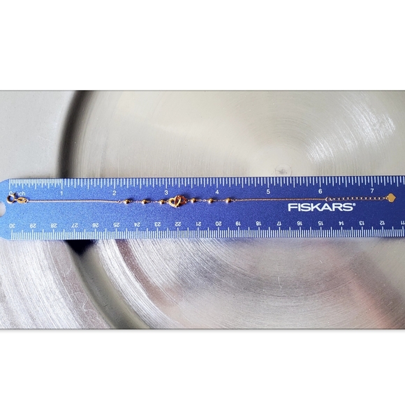 Authentic Real 18k Solid Yellow Gold Double Heart Beaded Bracelet - Picture 10 of 10